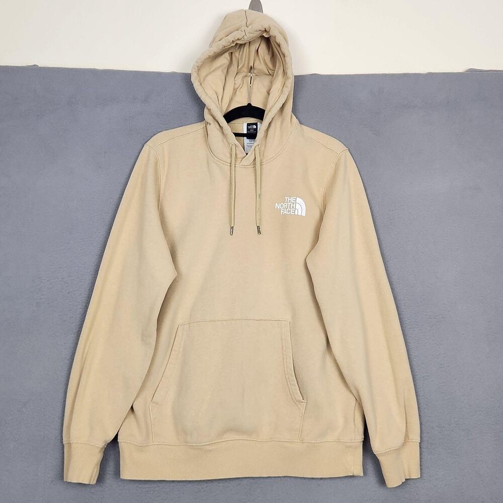 North Face Never Stop Exploring Hoodie Mens Large Beige Pullover Fleece A7R9H